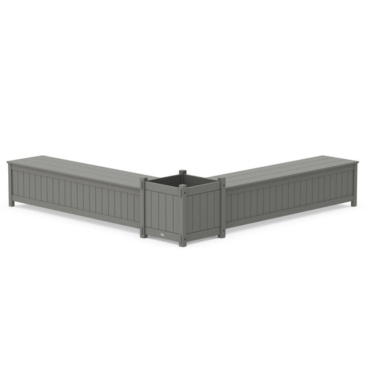 POLYWOOD 72" Vineyard L- Shaped Planter Storage Bench Set- Large — Slate Grey
