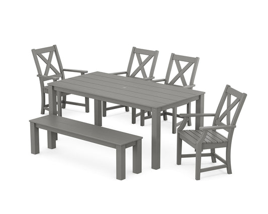 POLYWOOD Braxton 6-Piece Parsons Dining Set with Bench — Slate Grey