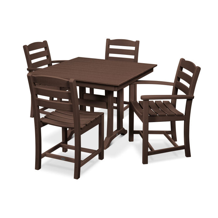 POLYWOOD La Casa Café 5-Piece Farmhouse Dining Set with Trestle Legs/2 Side Chairs + 2 Arm Chairs + Square Dining Table FREE SHIPPING