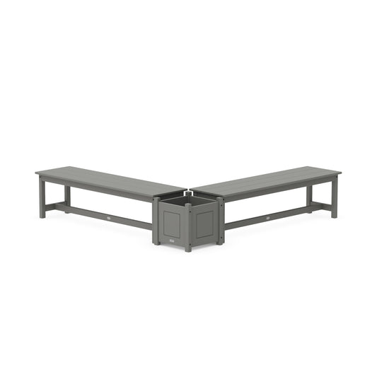 POLYWOOD 60" Country Living L- Shaped Planter Bench Set — Slate Grey