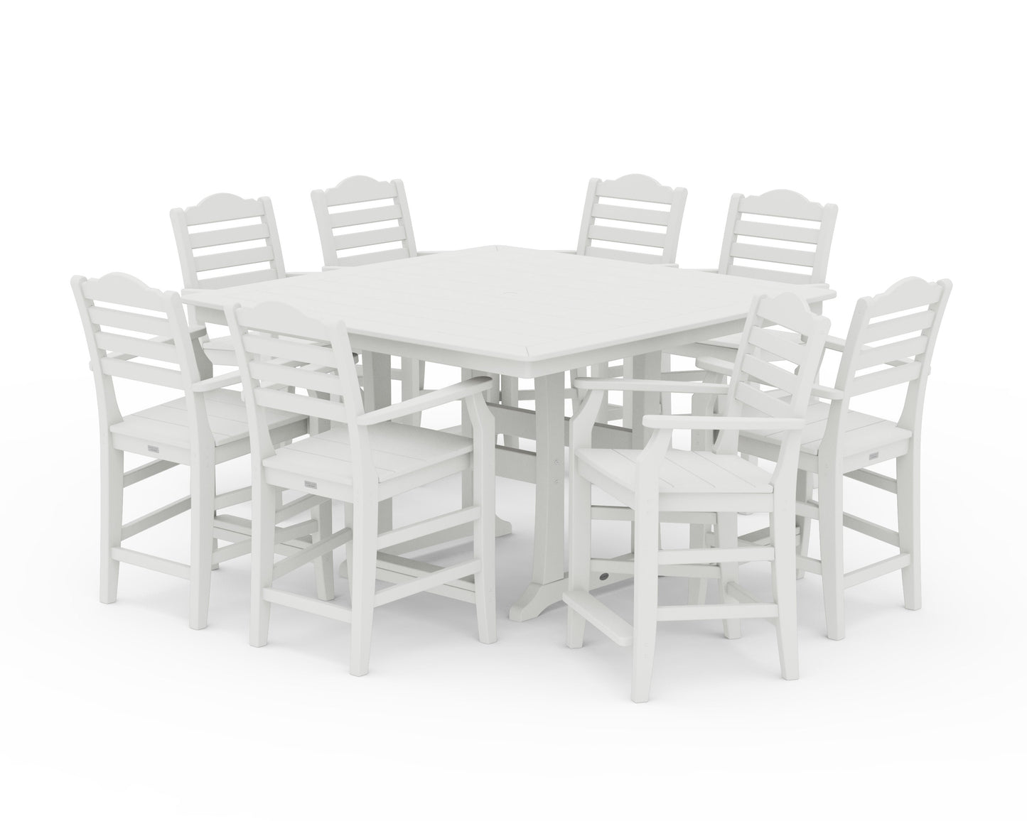 POLYWOOD Savannah 9-Piece Square Counter Set with Trestle Legs — Vintage White