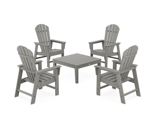 POLYWOOD 5-Piece South Beach Casual Chair Conversation Set with 36" Conversation Table — Slate Grey