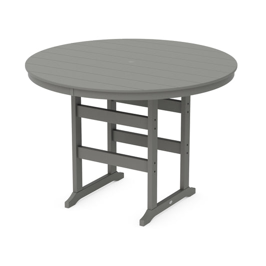 POLYWOOD 60" Round Farmhouse Bar Table — Slate Grey