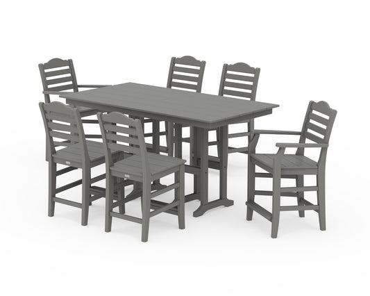 POLYWOOD Savannah 7-Piece Farmhouse Counter Set — Slate Grey