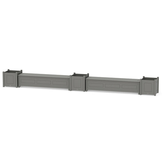 POLYWOOD 72" Country Living Straight Double Planter Storage Bench Set- Large — Slate Grey