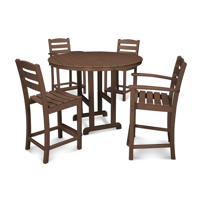 POLYWOOD La Casa Café 5-Piece Round Farmhouse Counter Dining Set/2 Counter Side Chairs + 2 Counter Arm Chairs + Round Counter Table FREE SHIPPING