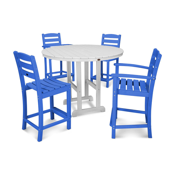 POLYWOOD La Casa Café 5-Piece Round Farmhouse Counter Dining Set/2 Counter Side Chairs + 2 Counter Arm Chairs + Round Counter Table FREE SHIPPING