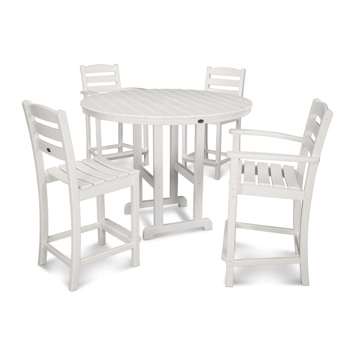 POLYWOOD La Casa Café 5-Piece Round Farmhouse Counter Dining Set/2 Counter Side Chairs + 2 Counter Arm Chairs + Round Counter Table FREE SHIPPING