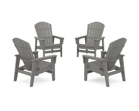 POLYWOOD 4-Piece Nautical Grand Upright Adirondack Chair Conversation Set — Slate Grey