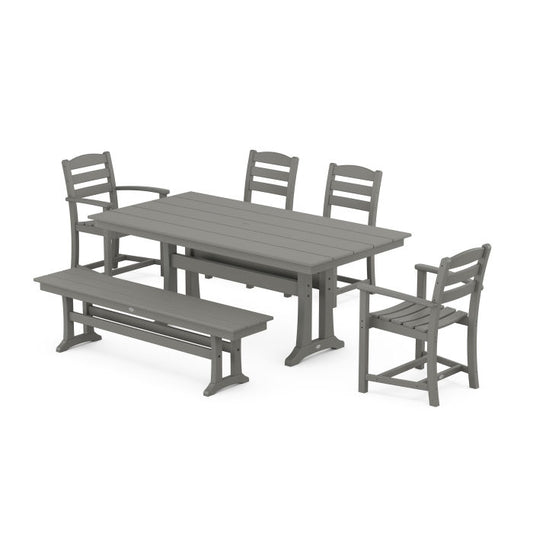 Polywood - La Casa Cafe 6-Piece Farmhouse Dining Set With Trestle Legs - FREE SHIPPING