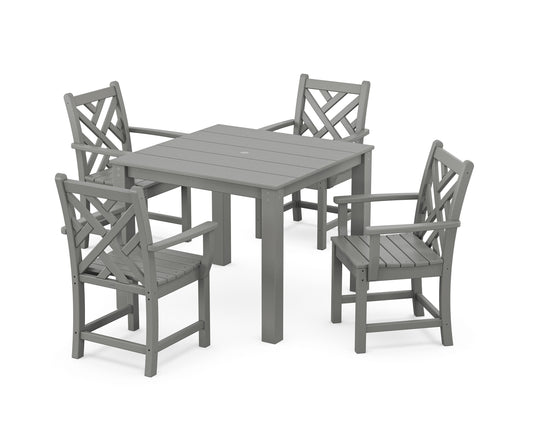 POLYWOOD Chippendale 5-Piece Parsons Dining Set — Slate Grey
