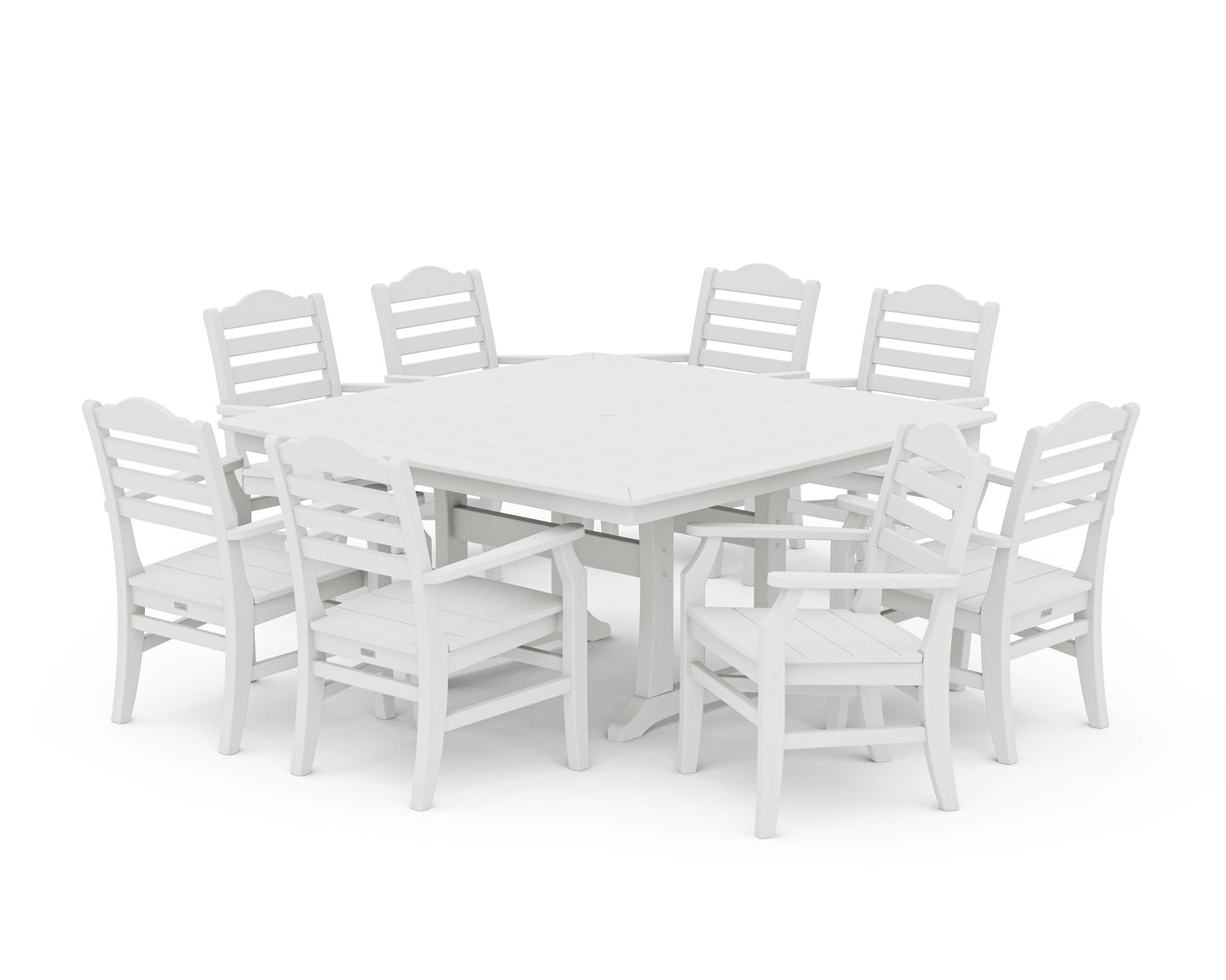 POLYWOOD Savannah 9-Piece Square Dining Set with Trestle Legs — Vintage White