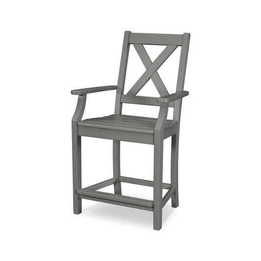 POLYWOOD Braxton Counter Arm Chair — Slate Grey