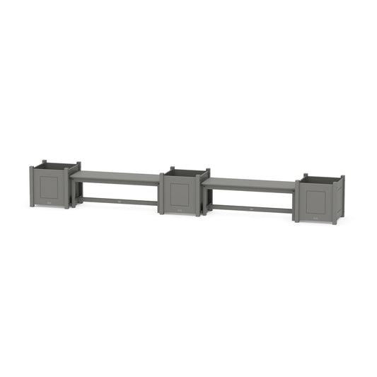 POLYWOOD 48" Country Living Straight Double Planter Bench Set - Large — Slate Grey