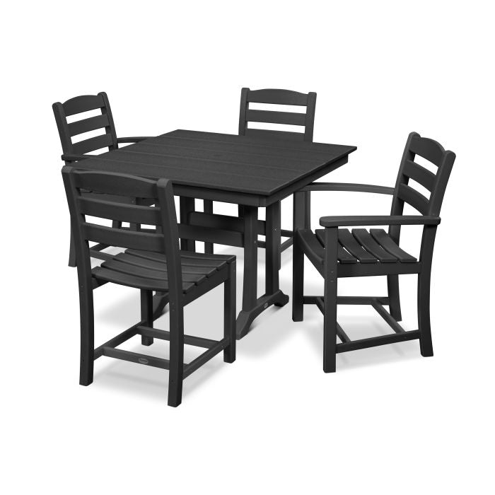 POLYWOOD La Casa Café 5-Piece Farmhouse Dining Set with Trestle Legs/2 Side Chairs + 2 Arm Chairs + Square Dining Table FREE SHIPPING