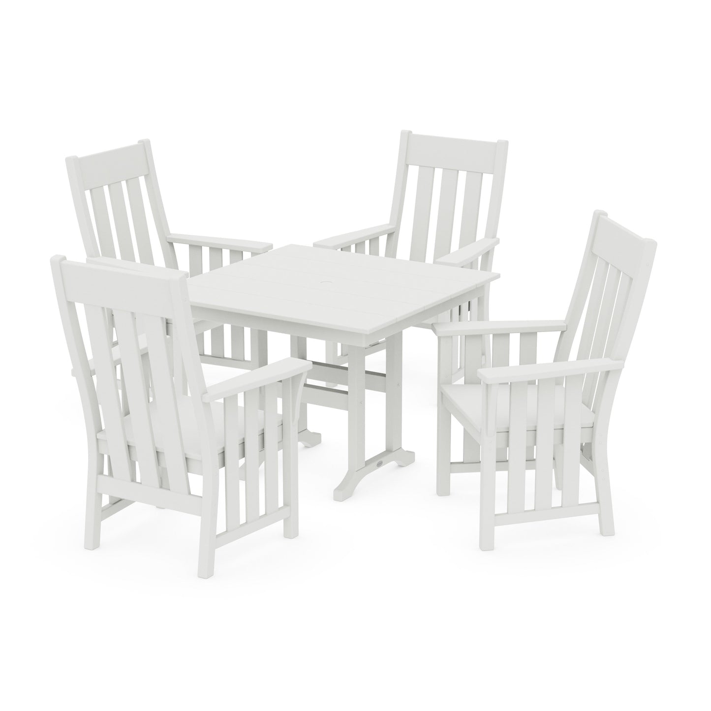 POLYWOOD Acadia 5-Piece Farmhouse Dining Set — Vintage White