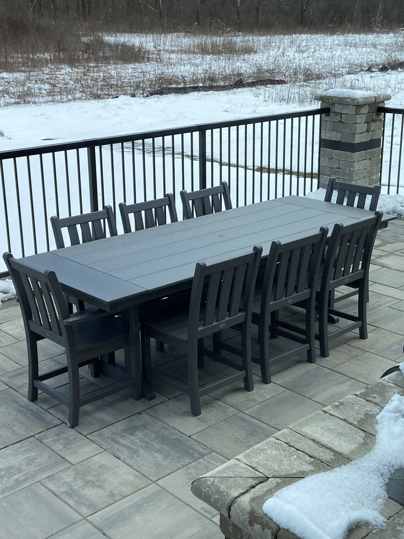Polywood - Traditional Garden 9-Piece Farmhouse Dining Set with Trestle Legs - FREE SHIPPING