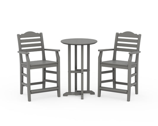POLYWOOD Savannah 3-Piece Farmhouse Counter Set — Slate Grey