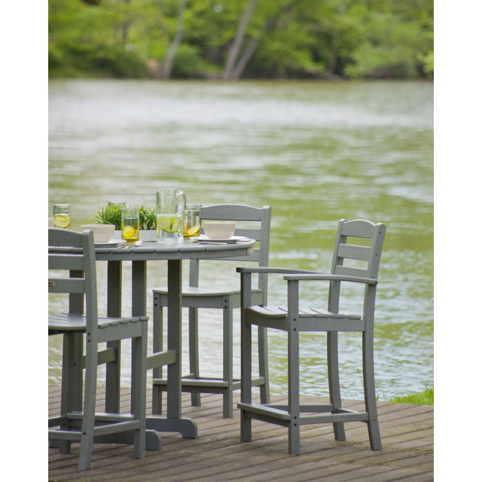 POLYWOOD La Casa Café 5-Piece Round Farmhouse Counter Dining Set/2 Counter Side Chairs + 2 Counter Arm Chairs + Round Counter Table FREE SHIPPING