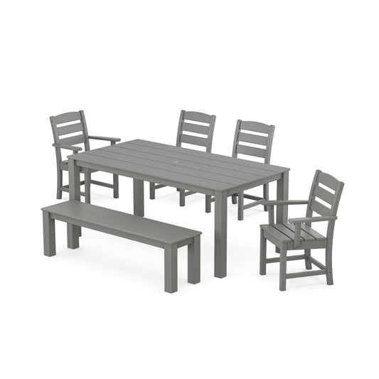 POLYWOOD Lakeside 6-Piece Parsons Dining Set with Bench — Slate Grey