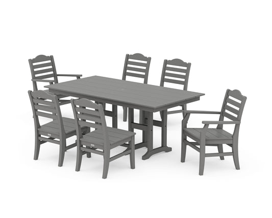 POLYWOOD Savannah 7-Piece Farmhouse Dining Set — Slate Grey