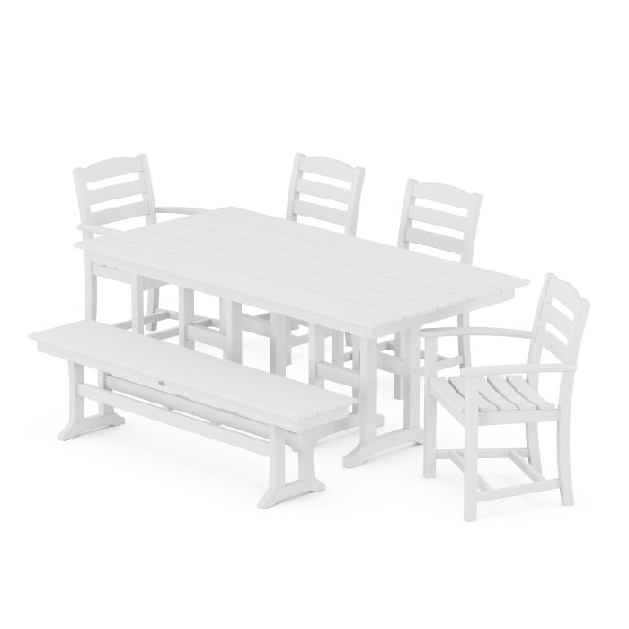 POLYWOOD La Casa Café 6-Piece Farmhouse Dining Set with Bench FREE SHIPPING