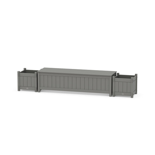 POLYWOOD 60" Vineyard Straight Planter Storage Bench Set — Slate Grey