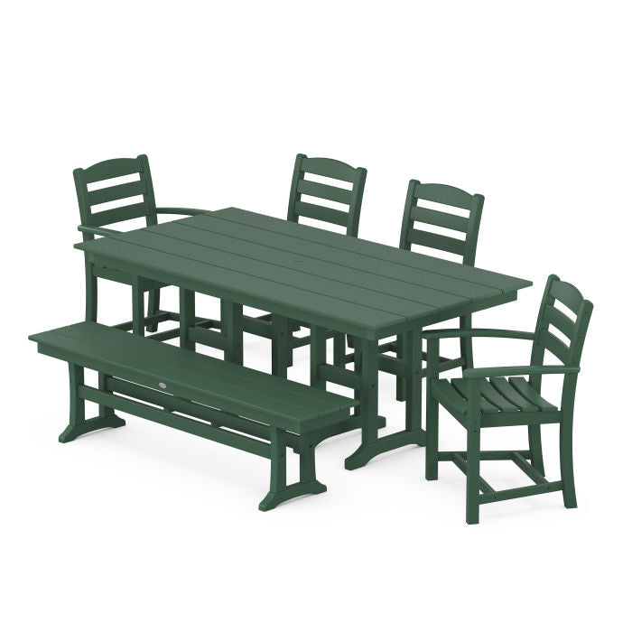 POLYWOOD La Casa Café 6-Piece Farmhouse Dining Set with Bench FREE SHIPPING