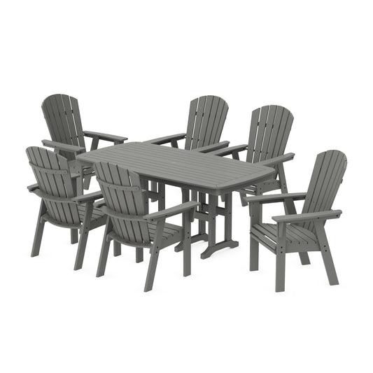 POLYWOOD Nautical Curveback Adirondack 7-Piece Dining Set — Slate Grey