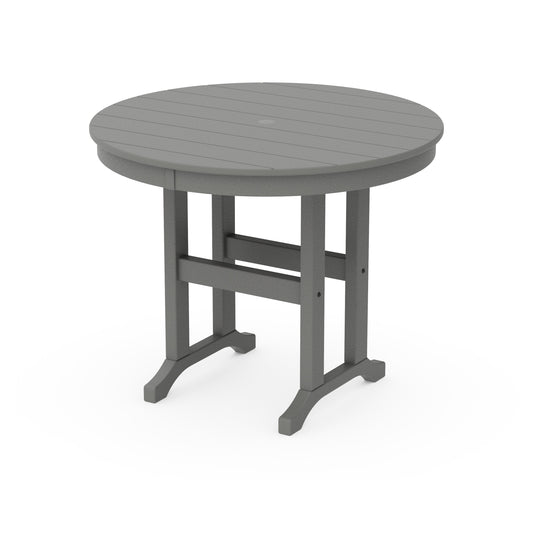 POLYWOOD 36" Round Farmhouse Dining Table — Slate Grey