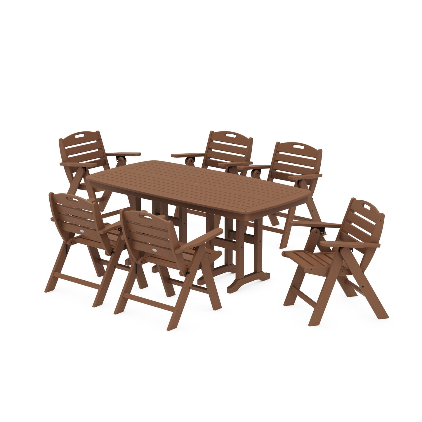 POLYWOOD Nautical Lowback 7-Piece Dining Set — Teak