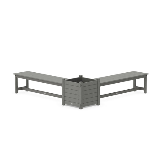 POLYWOOD 60" Nautical L- Shaped Planter Bench Set- Large — Slate Grey