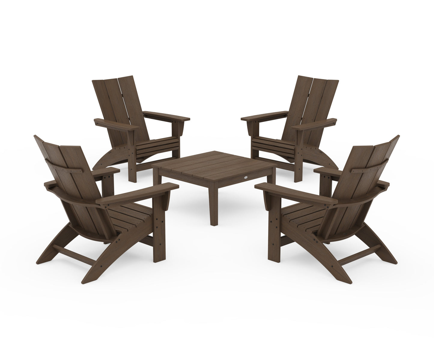 POLYWOOD 5-Piece Modern Grand Adirondack Chair Conversation Group — Kona