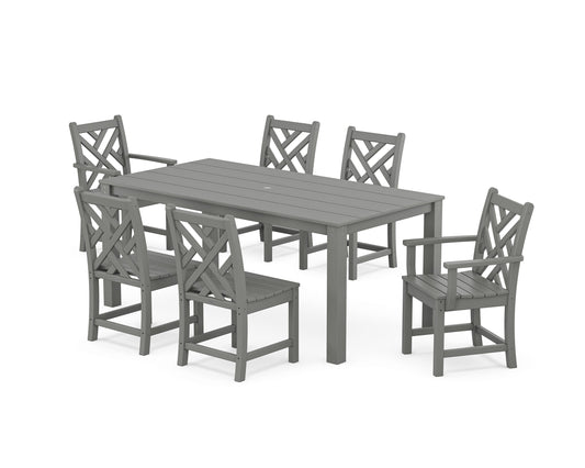 POLYWOOD Chippendale 7-Piece Parsons Dining Set — Slate Grey