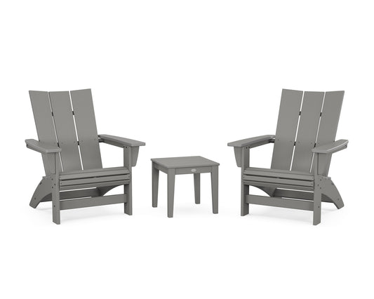 POLYWOOD 3-Piece Modern Grand Adirondack Set — Slate Grey