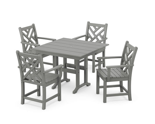 POLYWOOD Chippendale 5-Piece Farmhouse Dining Set — Slate Grey