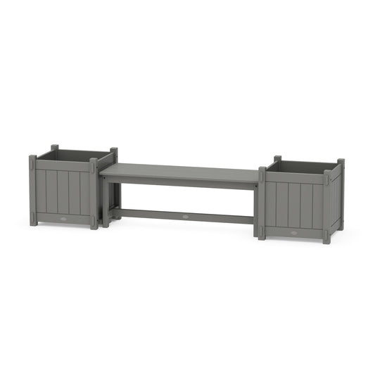 POLYWOOD 48" Vineyard Straight Planter Bench Set - Large — Slate Grey