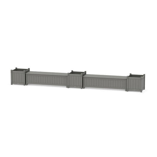 POLYWOOD 60" Vineyard Straight Double Planter Storage Bench Set- Large — Slate Grey