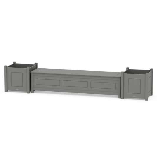 POLYWOOD 72" Country Living Straight Planter Storage Bench Set- Large — Slate Grey