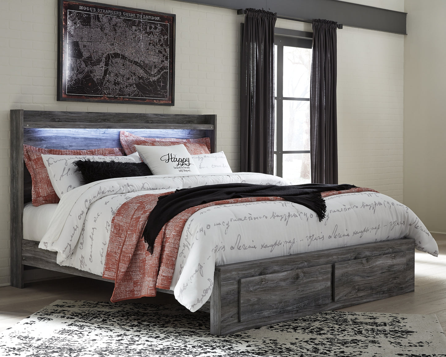 Baystorm Panel Bed With 2 Storage Drawers