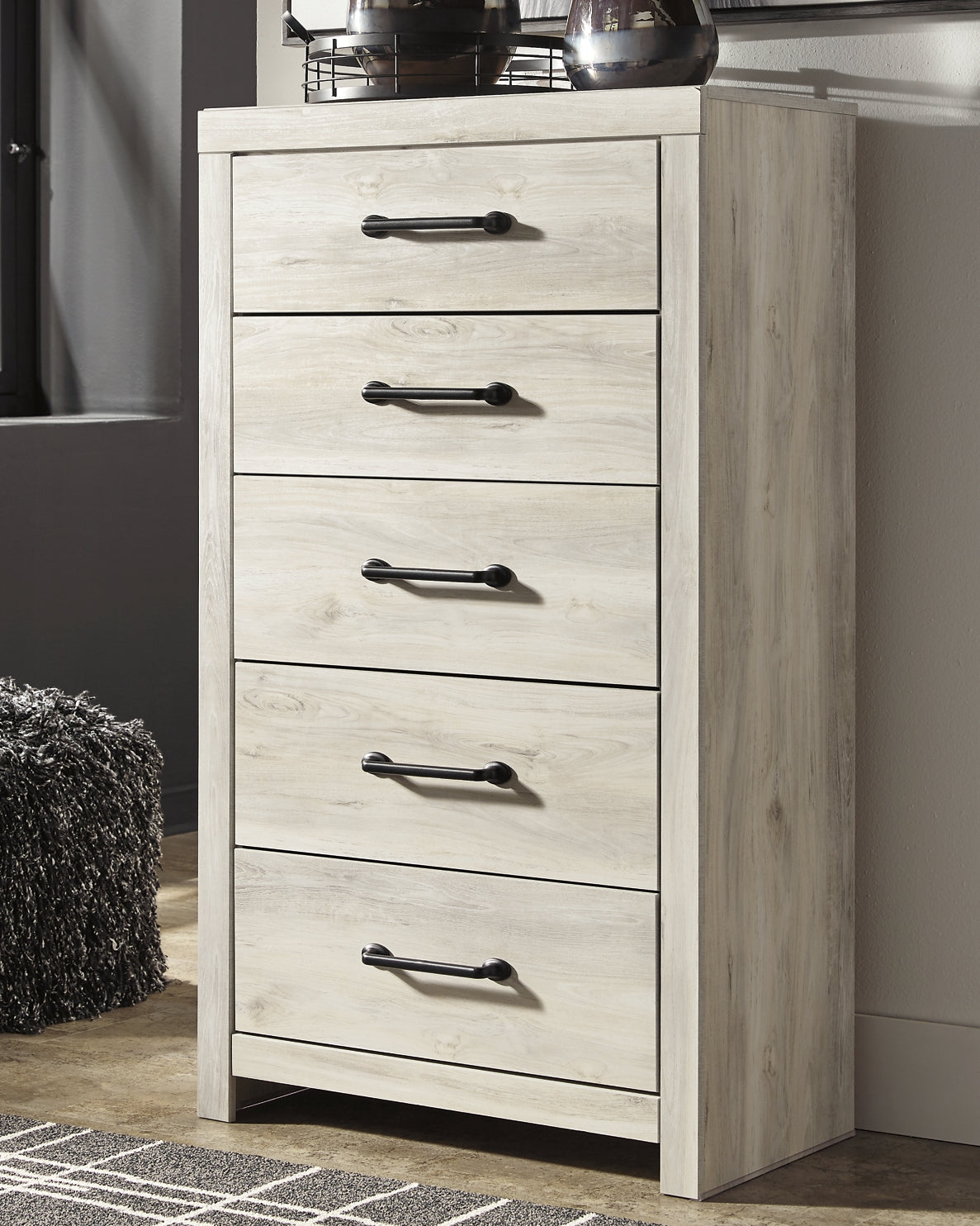 Cambeck Panel Headboard With Mirrored Dresser, Chest And 2 Nightstands