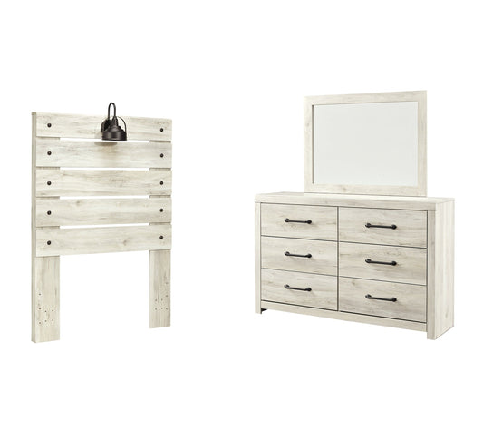Cambeck Panel Headboard With Mirrored Dresser