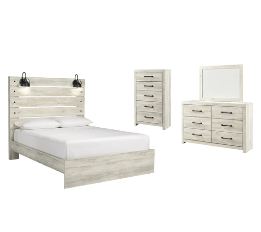 Cambeck Panel Bed With Mirrored Dresser And Chest