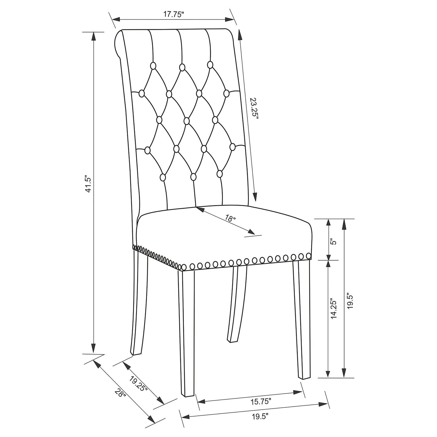 Alana Fabric Upholstered Dining Side Chair Grey (Set of 2)