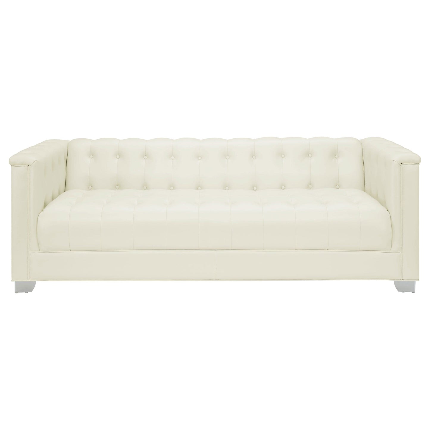 Chaviano 3-piece Upholstered Track Arm Sofa Set Pearl White