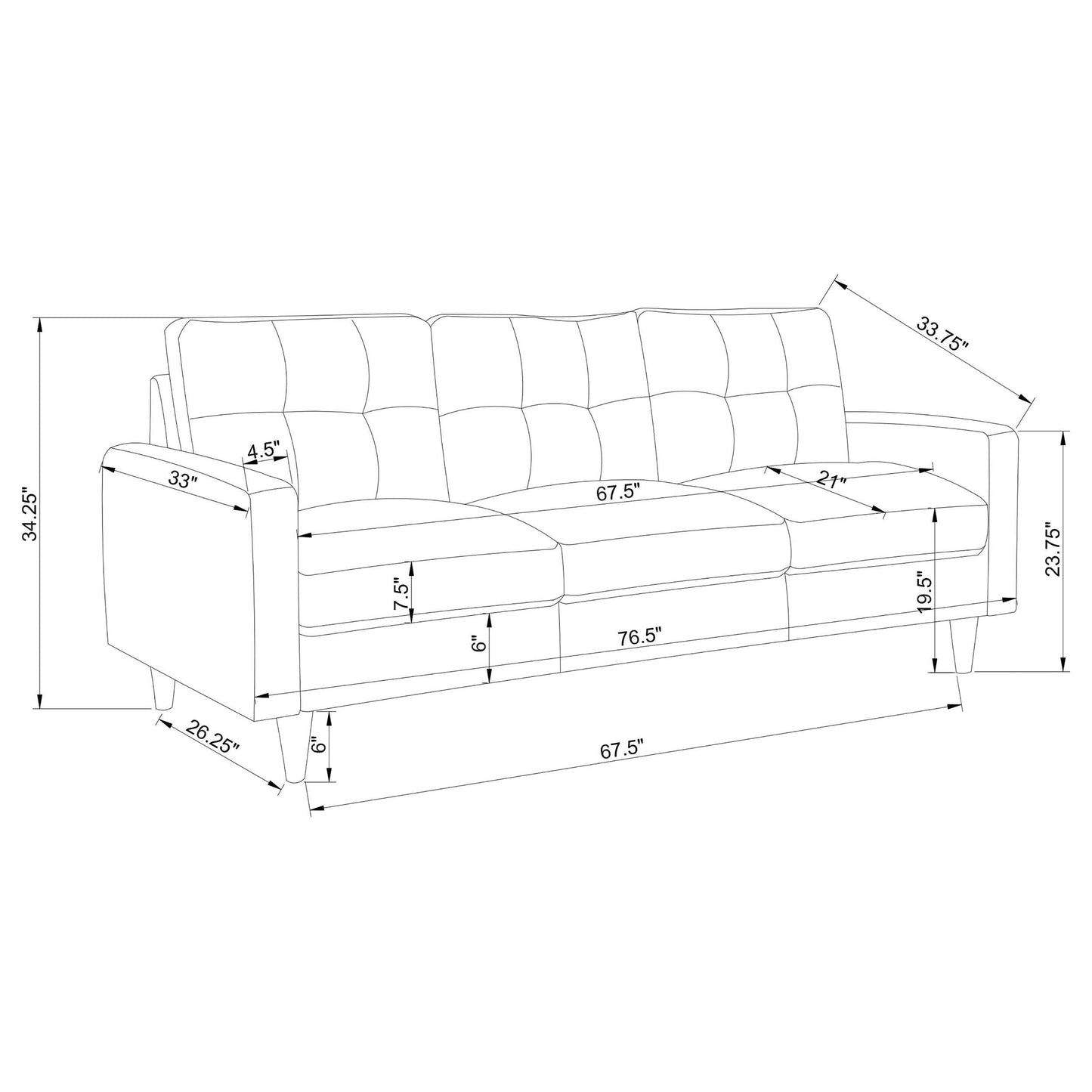 Watsonville 3-piece Upholstered Track Arm Sofa Set Grey