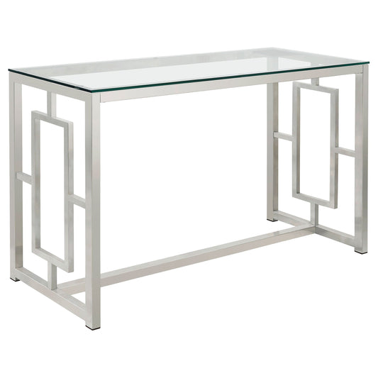 Merced Glass Top Metal Entryway Console Table Nickel