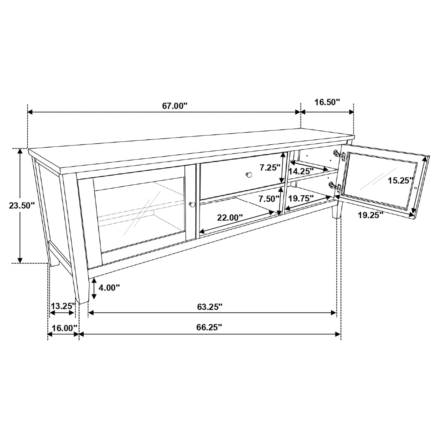 Hollis 3-piece 67-inch TV Stand Entertainment Center White