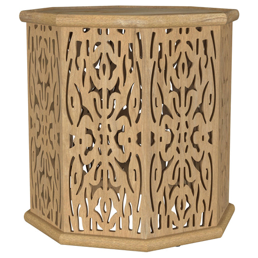 Torres Octagonal Solid Mango Wood Side Table Natural Brown