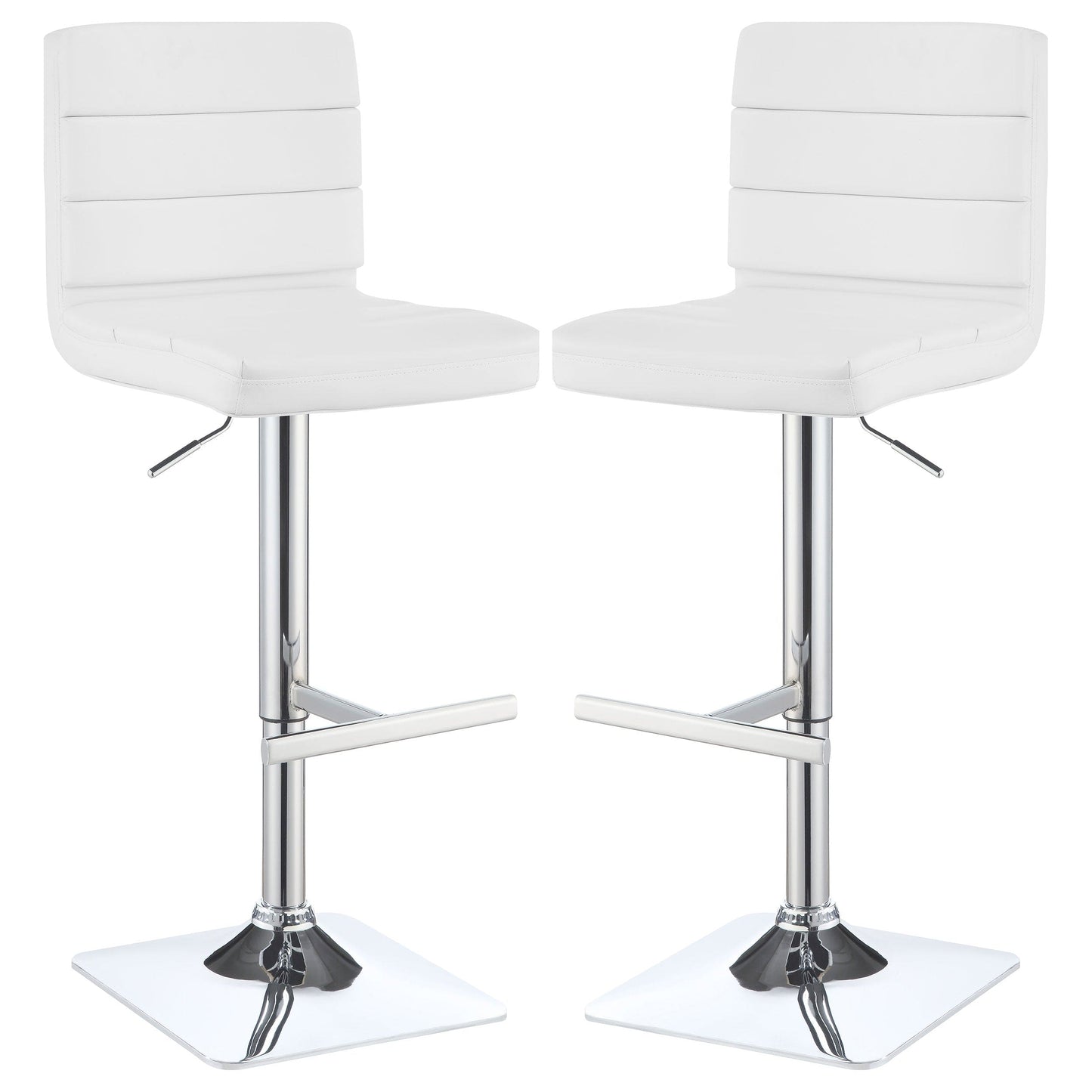 Bianca Upholstered Adjustable Bar Stool White (Set of 2)
